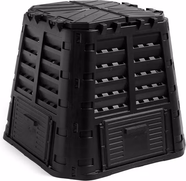 VonHaus Black Plastic Garden Compost Bin with Flip Lid