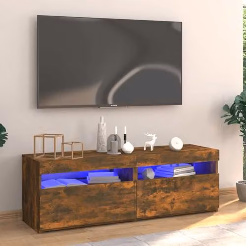 vidaXL TV Cabinet with LED Lights in Smoked Oak, W/D/H: 120 x 40 x 40 cm – 2
