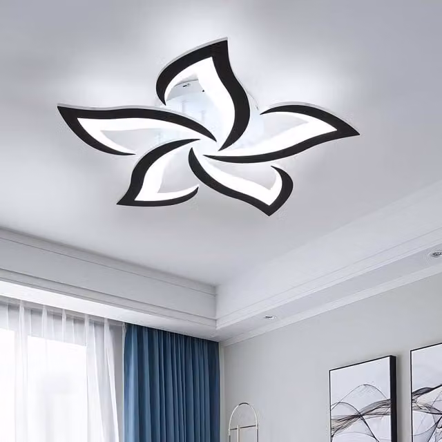 Goeco Modern Petal Design LED Ceiling Light, 60 W, 6500 K, Black, Diameter: 58 cm – 1