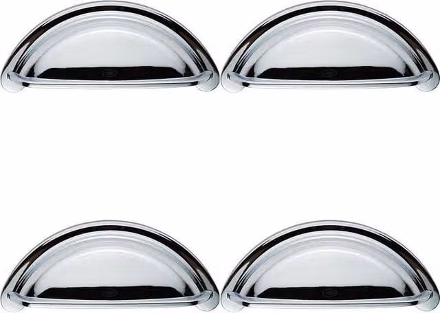 Loops 4 Pack Polished Chrome Cabinet Cup Pull Handles with 76mm Fixing Centres – 3