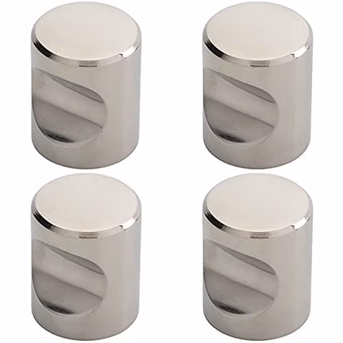 Loops 4 Pack Polished Stainless Steel Cylindrical Cupboard Door Knobs, Silver