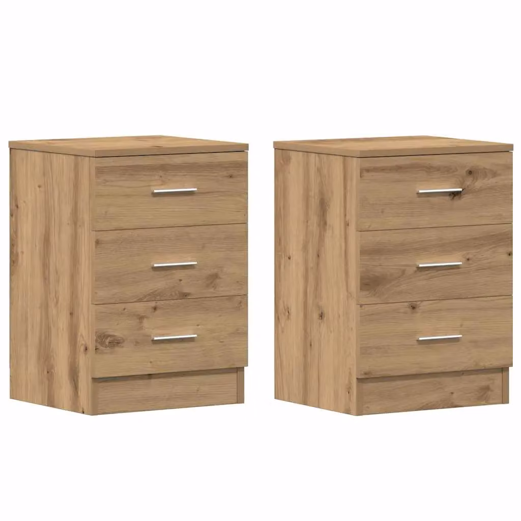 Berkfield Home Set of 2 Artisan Oak Bedside Cabinets in Brown, W/D/H: 38 x 35 x 55 cm – 2