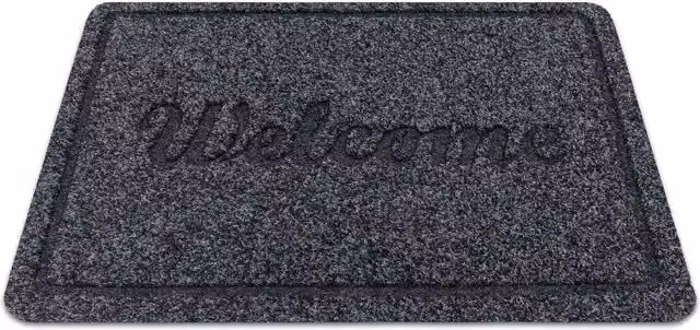 RugsX Welcome 2098 Grey Polypropylene Weatherproof Doormat, W: 80 cm, D: 50 cm