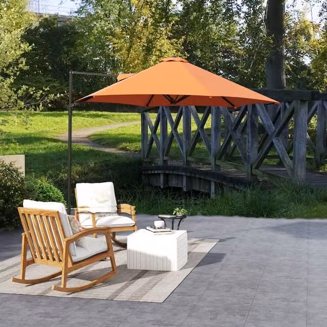 Outsunny 2.5m 360 Degree Rotation Garden Cantilever Parasol in Orange