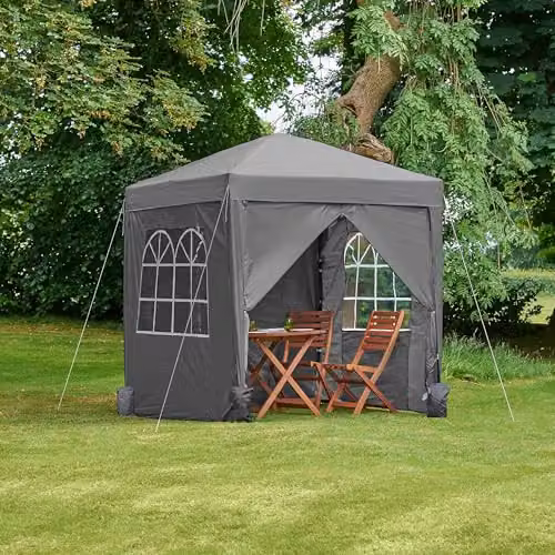 VonHaus Grey Pop Up Garden Gazebo with UPF 50 Protection and Steel Frame, W/D/H: 200 x 200 x 231 cm – 6