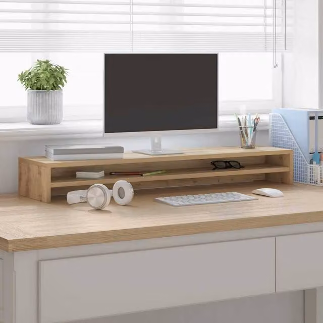 Berkfield Home Artisan Oak Monitor Stand in Brown, W/D/H: 100 x 24 x 13 cm – 1