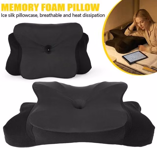 PAWNORA Black Cervical Memory Foam Wedge Pillow for Adults