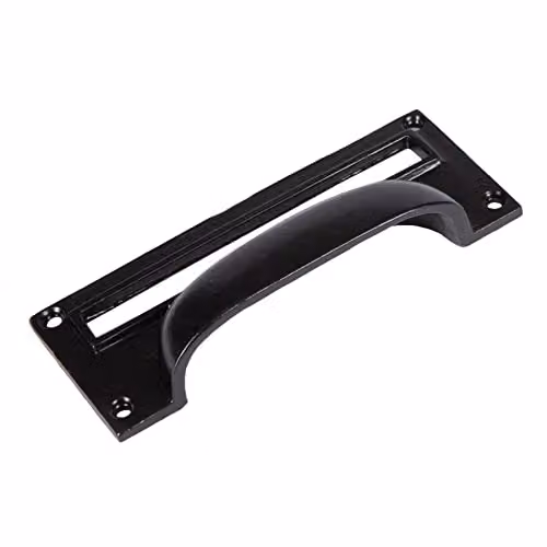Hammer and Tongs Iron Filing Cabinet Drawer Handle with Card Frame in Black and Gold