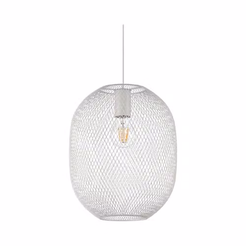 Ideal Lux Netlighting Net Wire Frame Sphere Pendant Ceiling Light in White, Diameter: 24 cm