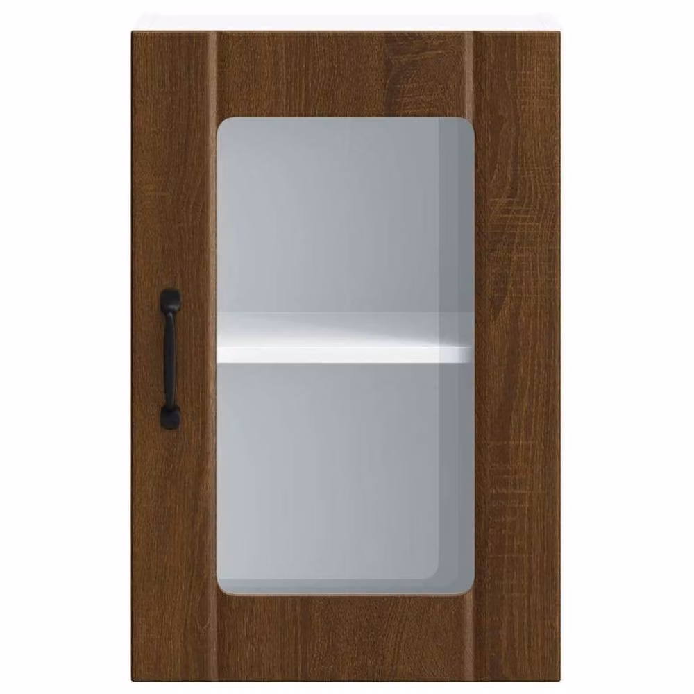 Berkfield Home Lucca Kitchen Wall Cabinet with Glass Doors in Brown Oak – 5