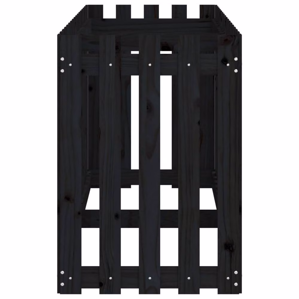Berkfield Home Garden Raised Bed with Fence Design in Black, Solid Wood and Plastic, W: 200 cm, D: 50 cm, H: 70 cm – 4