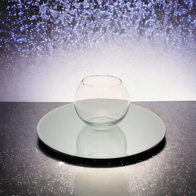 Kingsbury Gifts Round Glass Centrepiece Mirror Plate, Diameter: 30 cm