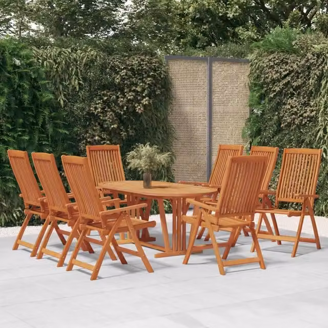 Berkfield Home Set of 8 Folding Garden Chairs in Brown Solid Eucalyptus Wood