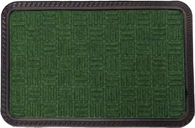 Roseley Green Ribbed Mosaic Decorative Door Mat, Weatherproof and Washable