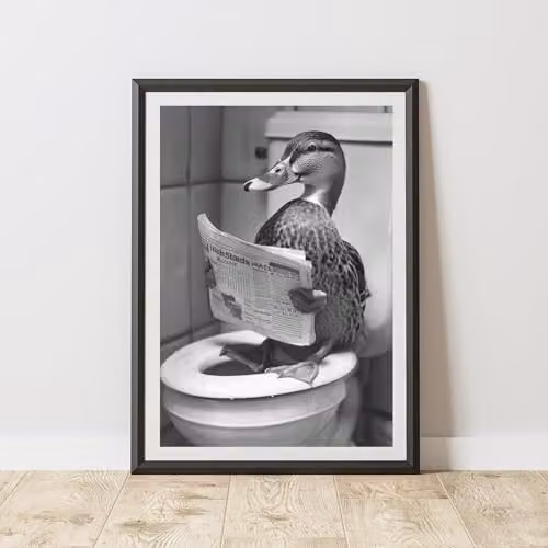 60 Second Makeover Duck On The Toilet Animal Print Paper Poster, A3