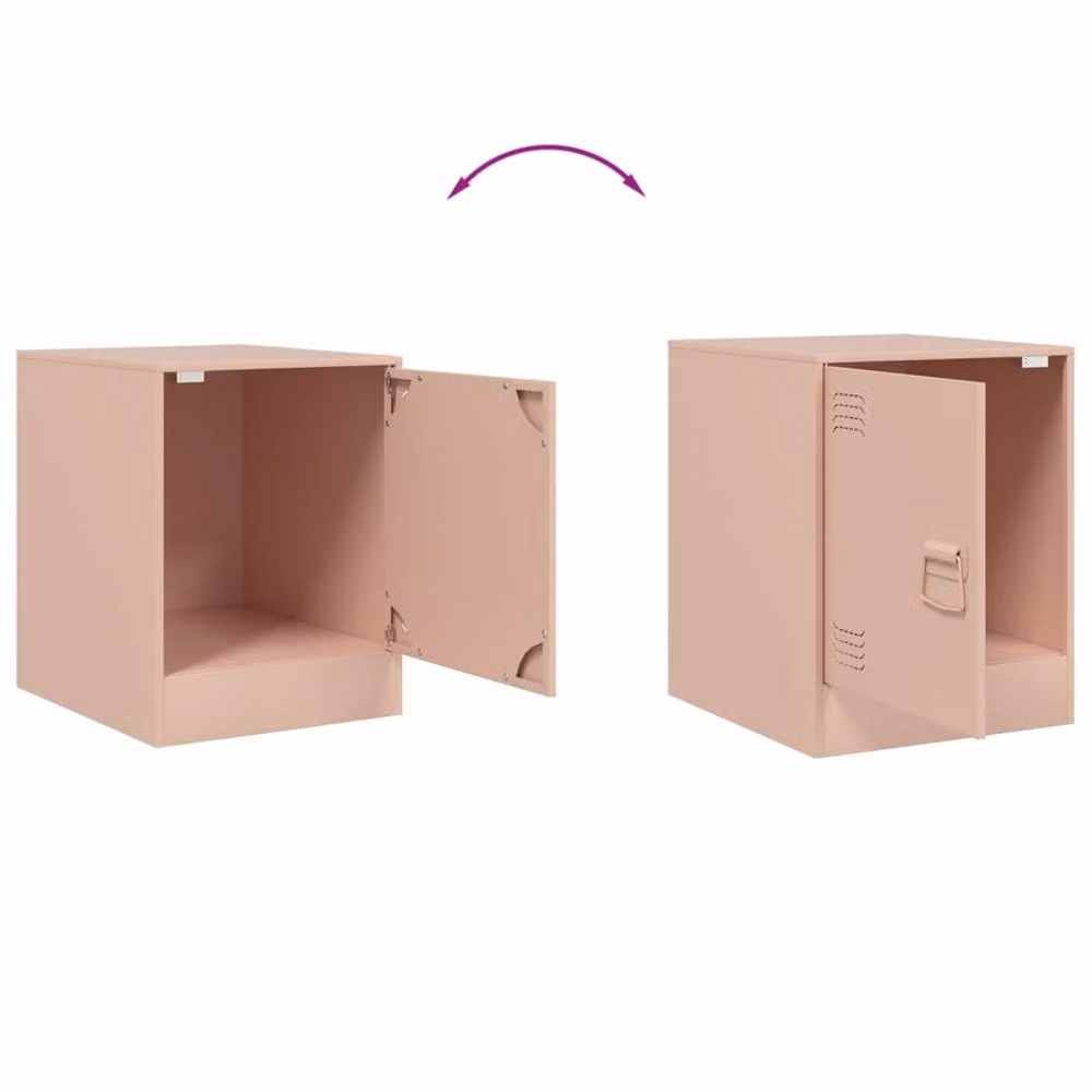 Berkfield Home Set of 2 Stylish Pink Metal Bedside Cabinets, W: 34.5 cm, D: 39 cm, H: 44 cm – 2