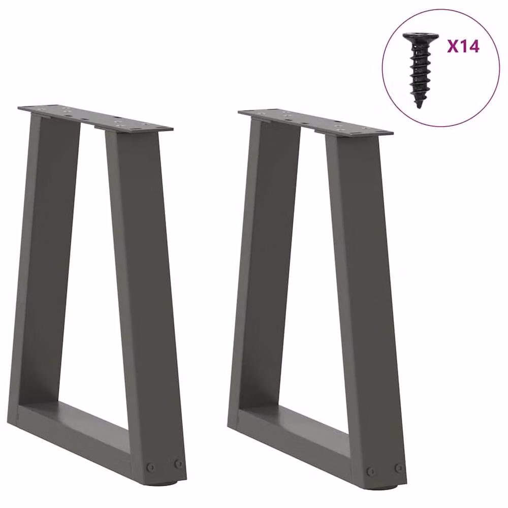 Berkfield Home V-Shape Dining Table Legs, 2 Pieces, Anthracite Dark Grey Steel, H: 42-43.3 cm x W: 38 cm – 2