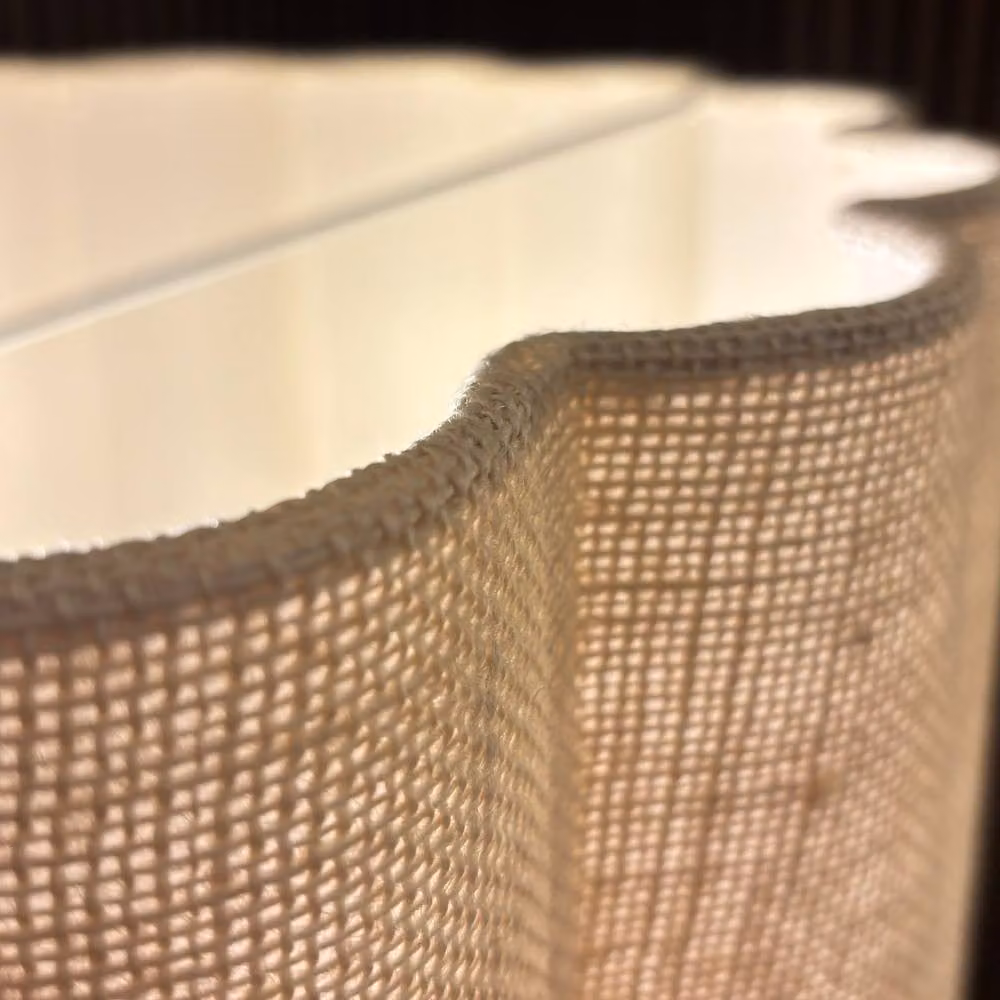 CGC Lighting Selina Scalloped Two Tier Drum Lampshade in Beige Linen, Diameter: 48 cm – 2