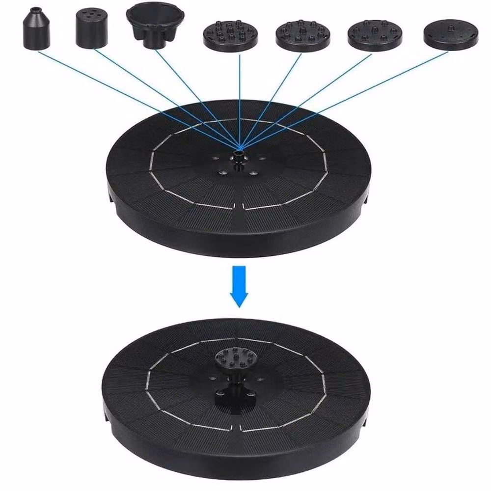 FLAVORA Solar Fountain Pump with 8 LED Lights in Black for Garden Pools, Ponds and Aquariums – 3