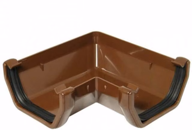 FloPlast Square Gutter Angle 90 Degree, 114mm, Brown