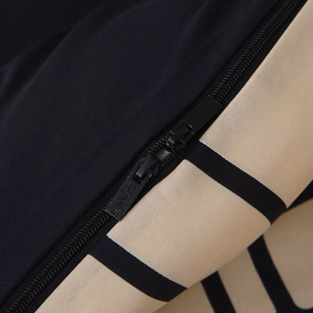 Pamposh Reversible Microfibre Duvet Cover Set in Taupe, Black and Beige, Single, W: 90 cm, H: 200 cm – 4