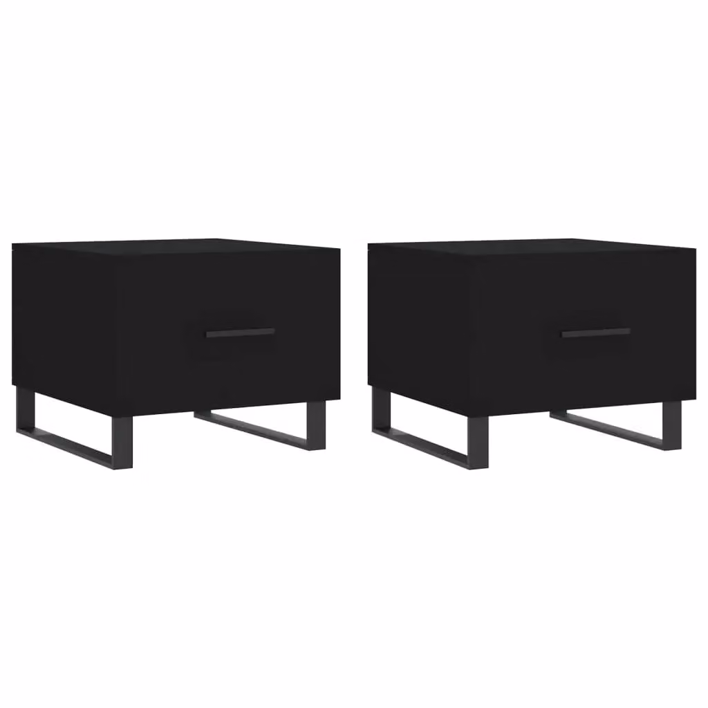 Berkfield Home Set of 2 Black Square Coffee Tables in Engineered Wood, W/D/H: 50 x 50 x 40 cm – 2