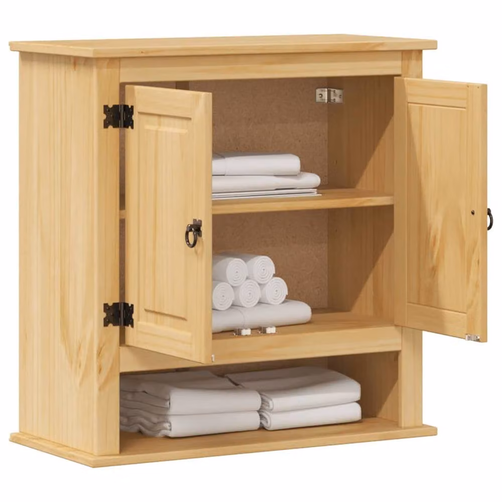 Berkfield Home Corona Wall Mounted Bathroom Cabinet in Brown Solid Pine, W/D/H: 70 x 33 x 71.5 cm – 1
