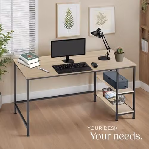 tectake Computer Desk in Oak with Brown MDF Laminate, W/D/H: 120 x 60 x 75.5 cm – 2