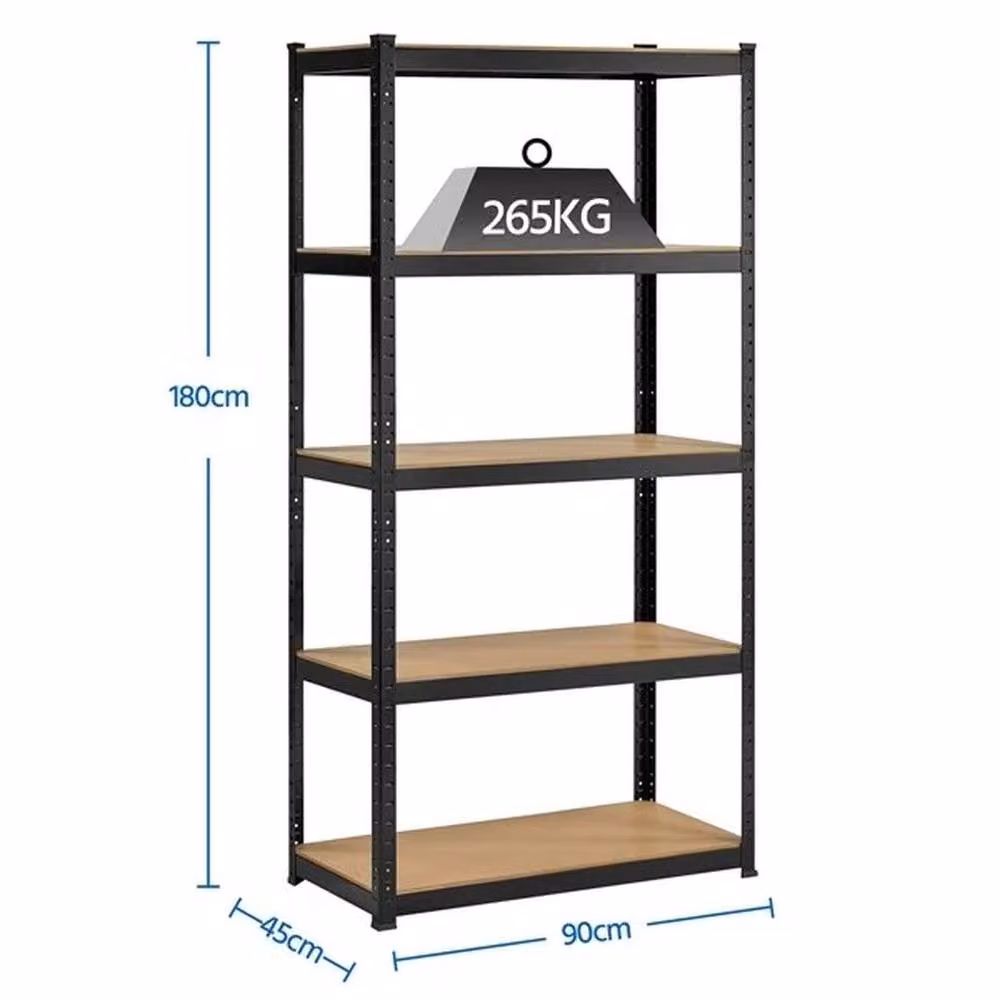 KORVIXA 5-Tier Boltless Storage Shelving Unit in Black, W/D/H: 100 x 100 x 180 cm – 2