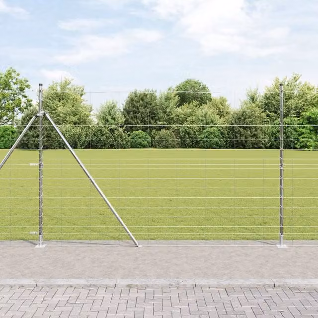 Berkfield Home Field Fence Galvanised Steel in Silver, H: 160 cm x L: 50 m – 1