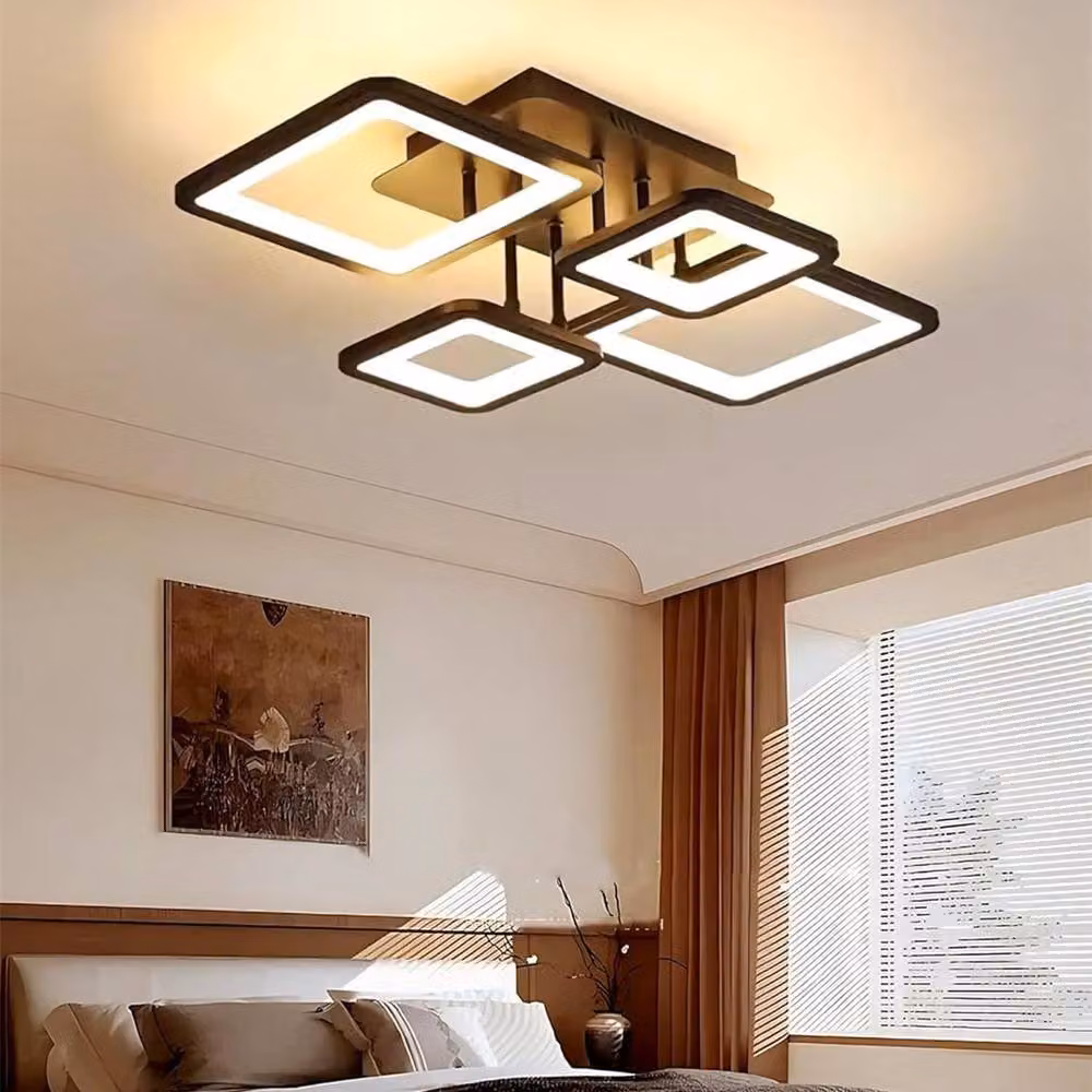 Goeco Modern LED Ceiling Light in Black, 54W Dimmable with Remote Control and Timer – 4