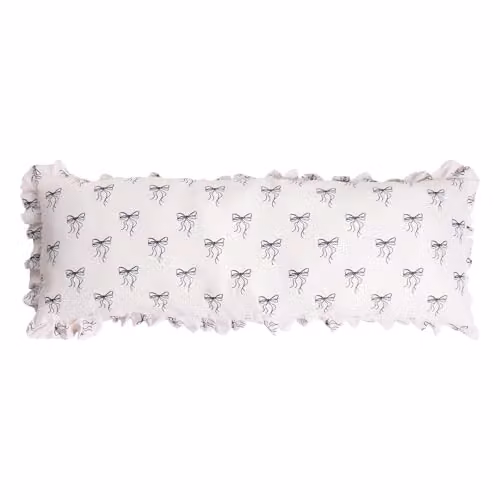OHS Bow Print Frill Bolster Pillow with Microfibre Filling for Maternity Support and Side Sleeping in Beige