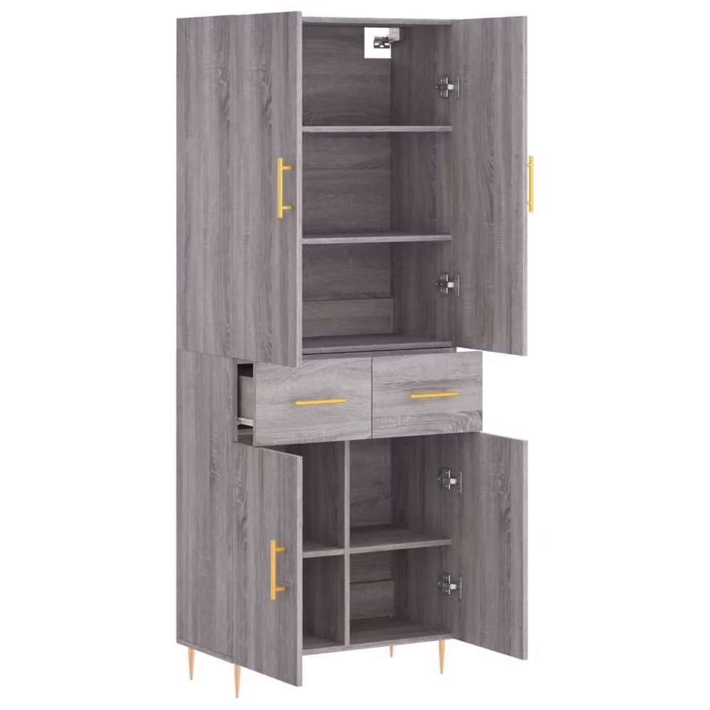 Berkfield Home Grey Sonoma Modern Highboard with Hinged Doors and Internal Shelves, W/D/H: 69.5 x 34 x 180 cm – 3
