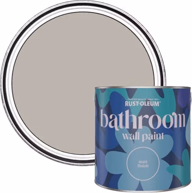 Rust-Oleum Water-Based Mould-Resistant Bathroom Wall and Ceiling Paint in Portland Stone Matt Finish, 2.5L – 1