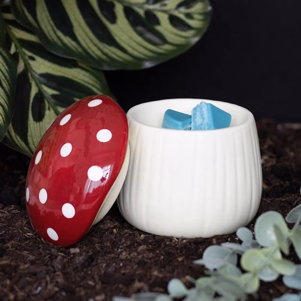 Uniqueful Mushroom Shaped Ceramic Oil Burner in Red and Multicolour – 2