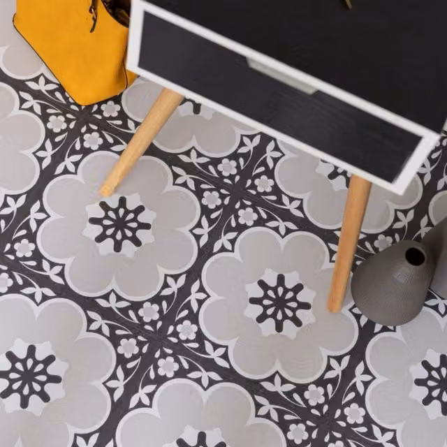 Fine Decor Self-Adhesive Retro Vinyl Floor Tiles, Black and Multicolour, 0.93sqm