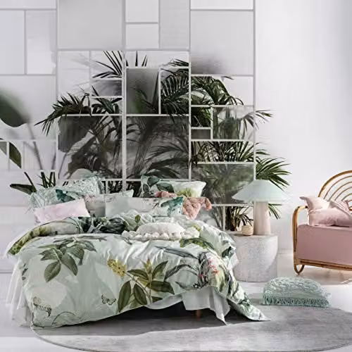 Linen House Glasshouse Botanical Cotton Pillowcase Set, Multicolour, W/D/H: 50 x 50 x 50 cm – 2