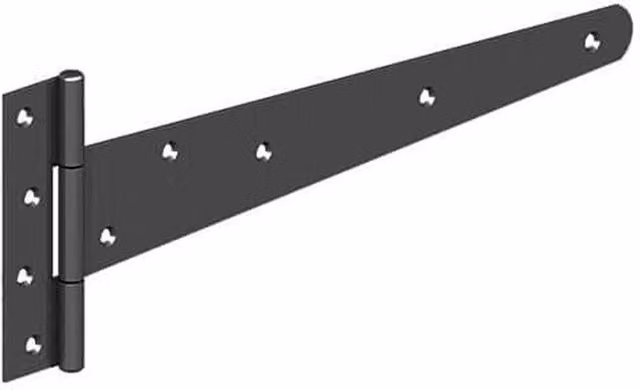 GateMate Black Medium Tee Butt Hinge (L) 450mm in Matt Black Steel