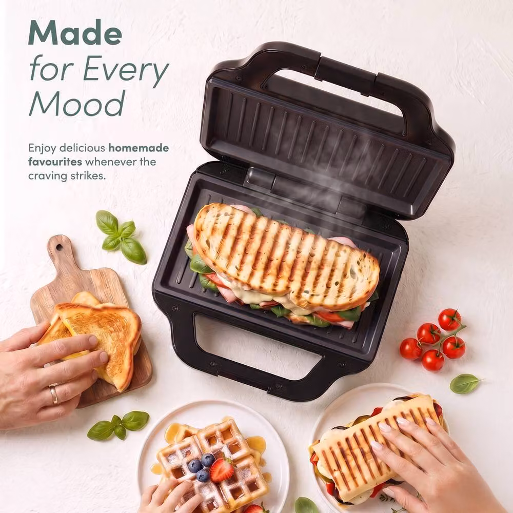 Keplin 3-in-1 Sandwich Maker with 1000W Power and Automatic Temperature Control in Black – 5
