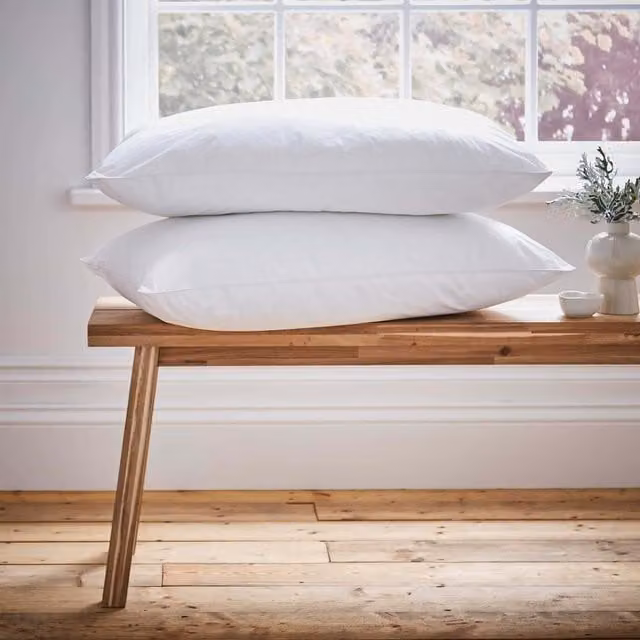 Murmur Pair of White Standard Microfibre Pillows with Cotton Cover, Medium Firmness, Temperature Regulating and Allergy Friendly