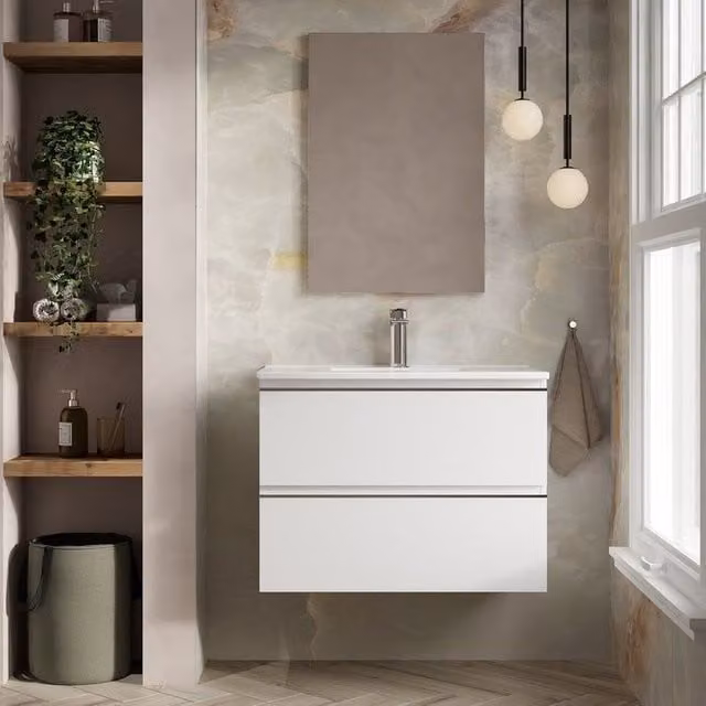Banyetti Vatilla 800mm Wall Hung Vanity Unit with Lira Basin in Gloss White