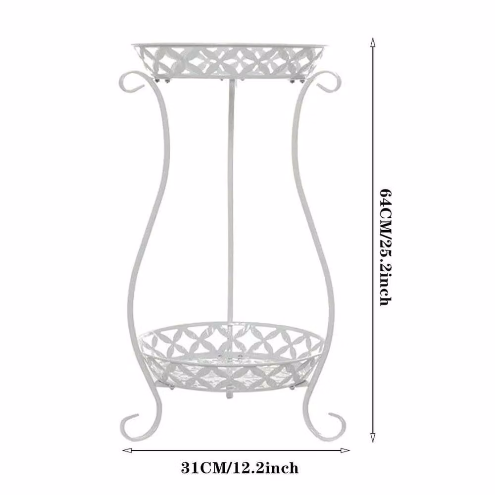 EONLION 2 Tier Metal Plant Stand and Flower Pot Holder in White – 2