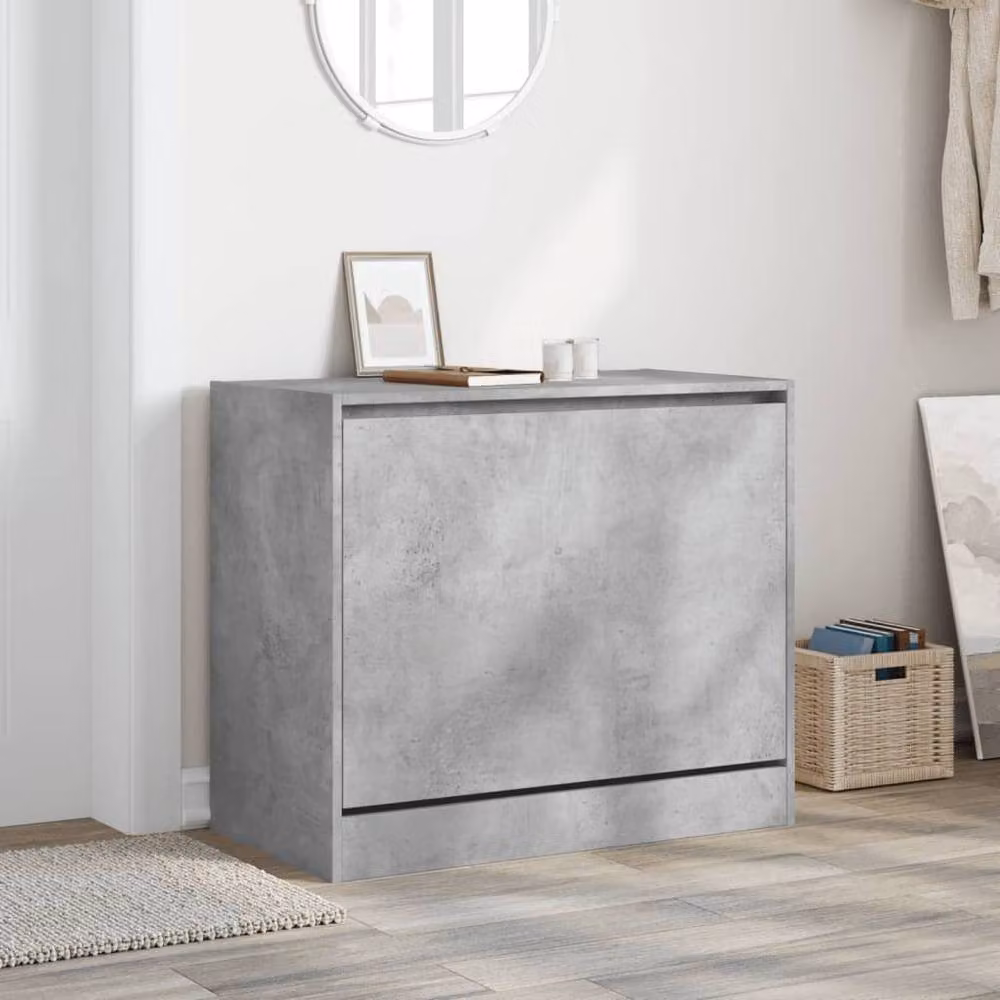 Berkfield Home Shoe Cabinet in Concrete Grey, W/D/H: 80 x 42 x 69 cm – 3