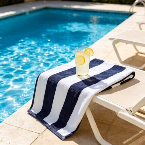 Deyongs Cabana Bay Striped Beach Towel in Blue, 100% Organic Cotton, W: 80 cm, L: 165 cm – 2