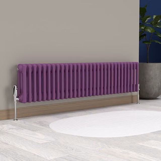 Lux Heat Horizontal Column Radiator in Pretty Plum Purple, W/H: 30 x 137 cm
