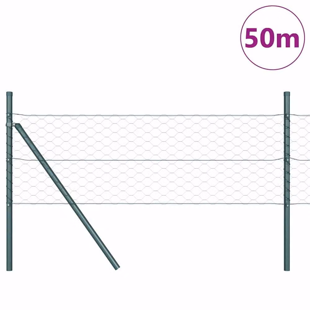 Berkfield Home Hexagon Steel Fence in Grey and Green, 0.5 x 50 m – 3