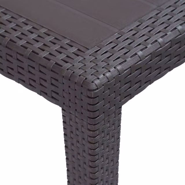 Berkfield Home Brown Square Garden Table with Plastic Rattan Look, W/D/H: 79 x 79 x 72 cm