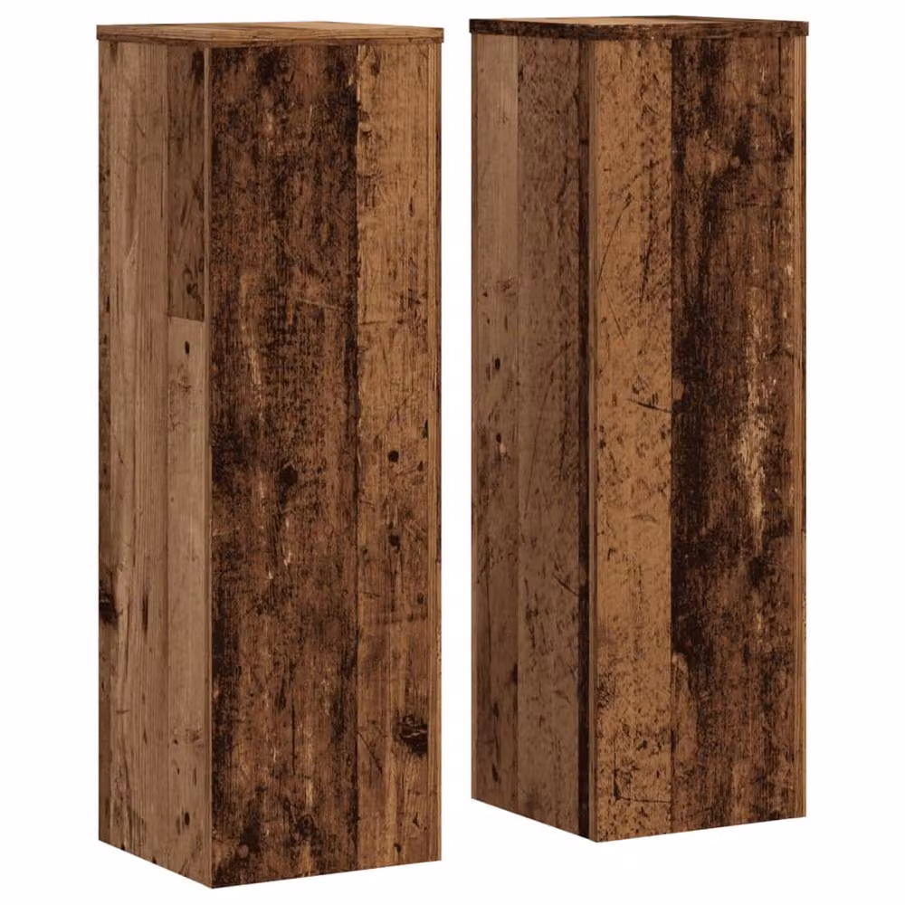 Berkfield Home Set of 2 Rustic Brown Engineered Wood Plant Stands, W/D/H: 25 x 25 x 80 cm – 3