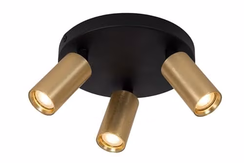 Lucide Ritmo Adjustable Ceiling Spotlight in Matt Gold/Brass, Diameter: 18 cm, 3xGU10