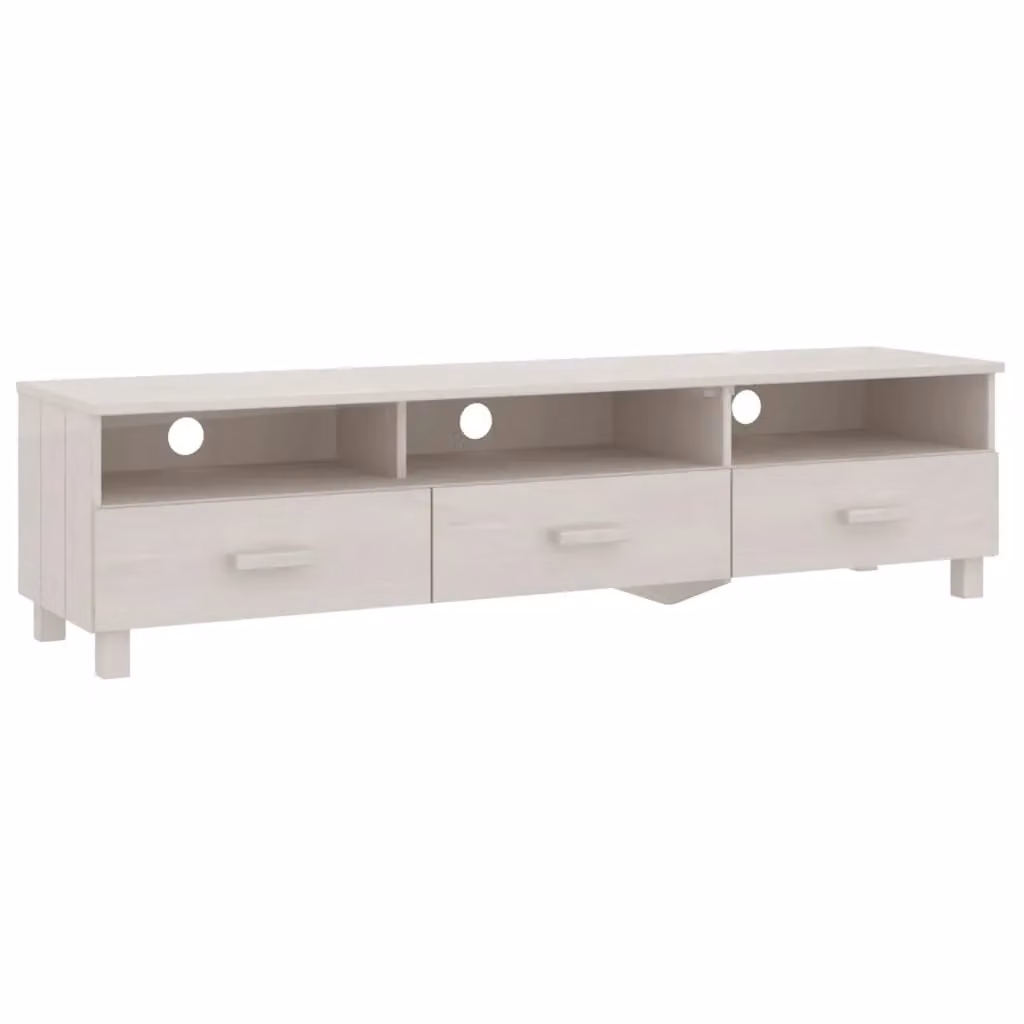 Berkfield Home HAMAR White TV Cabinet in Solid Pine Wood, W/D/H: 158 x 40 x 40 cm – 2